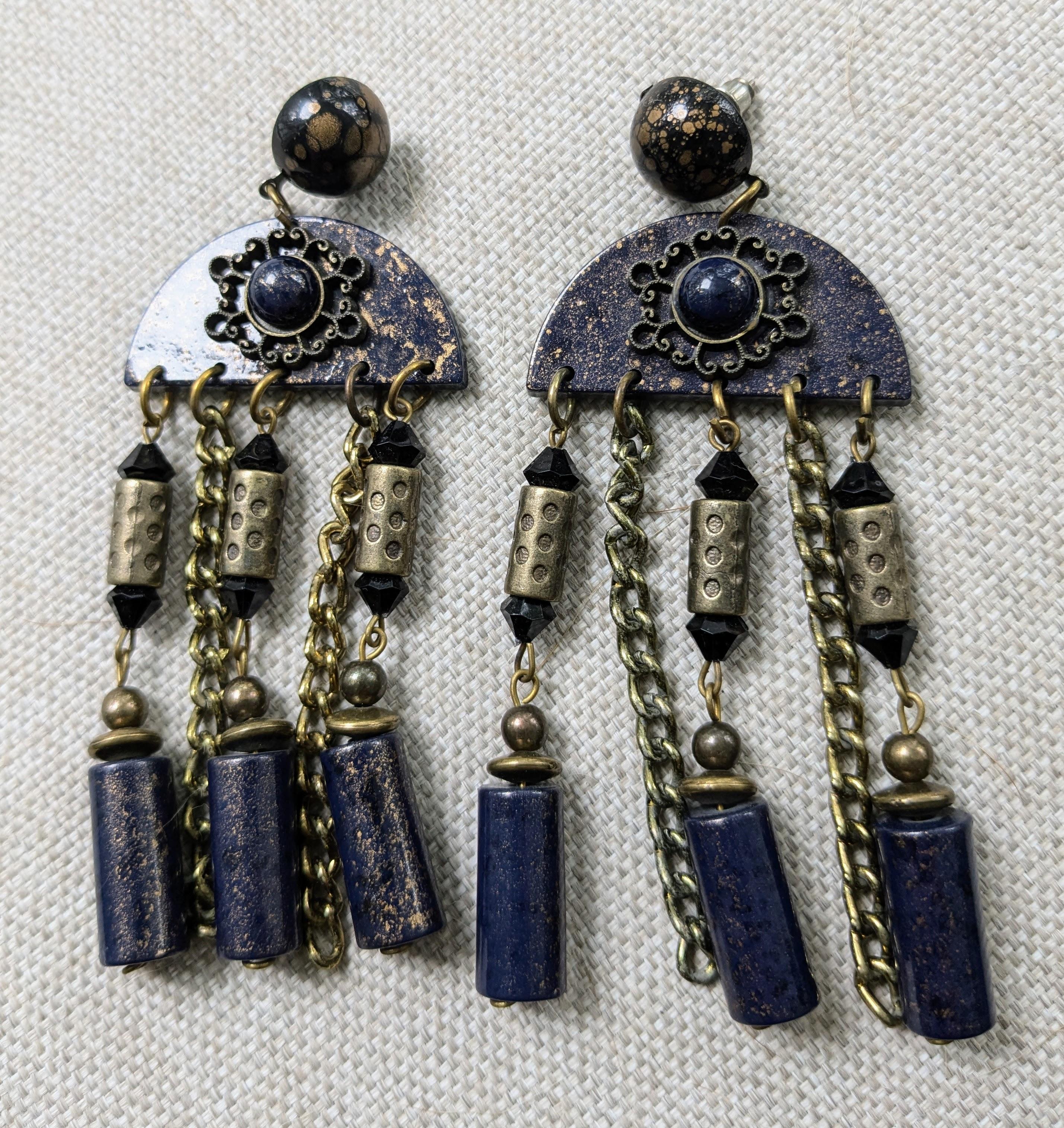Handmade Purple Jade & Silver Plated Clip-On Earrings - Dangly Beaded Drop Style
