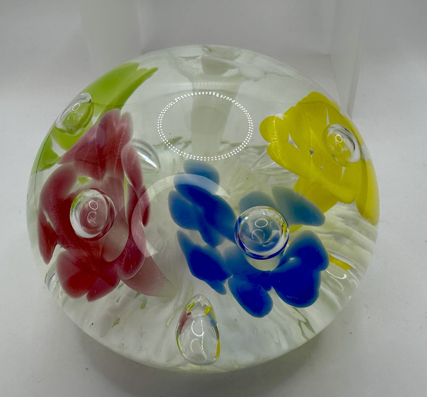 Joe Rice Art Glass Paperweight Vintage 3.5