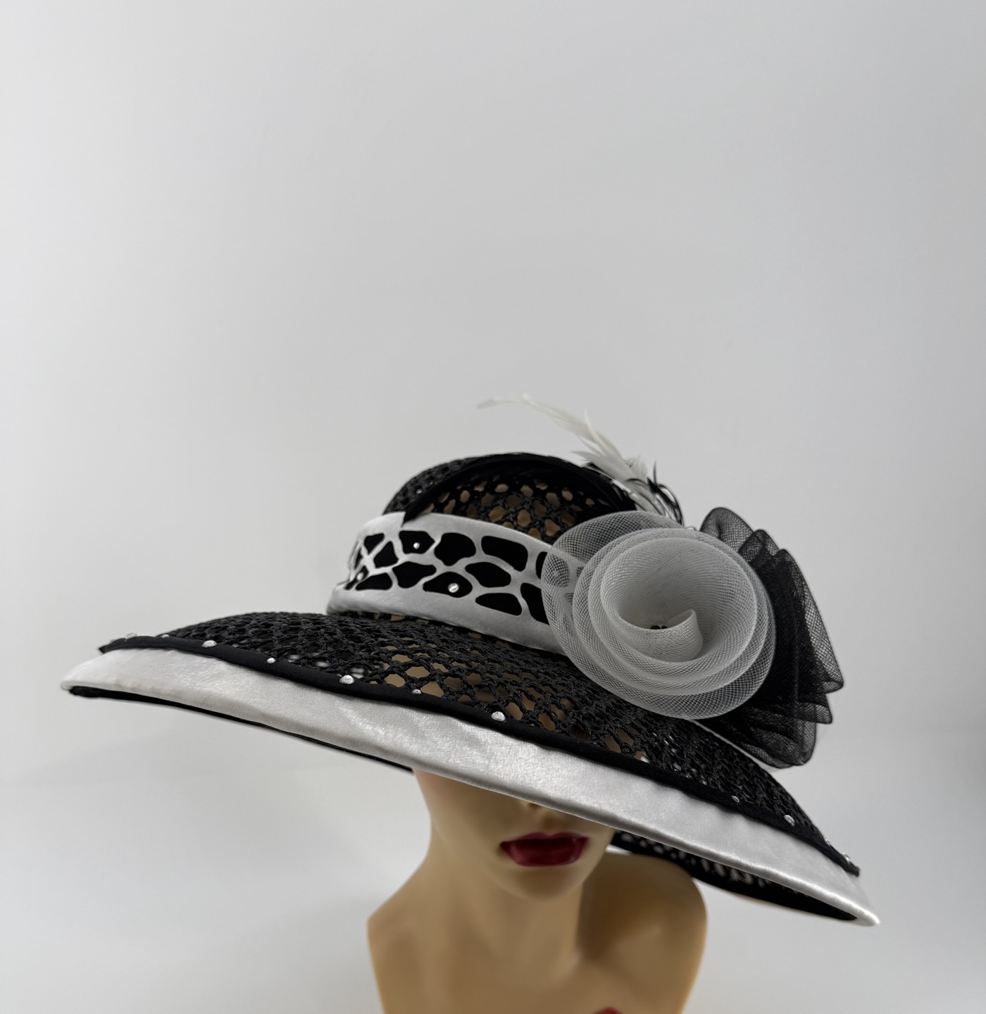 Vtg. Midnight Velvet Wide Brim Women’s Derby Church Formal Hat Black ...