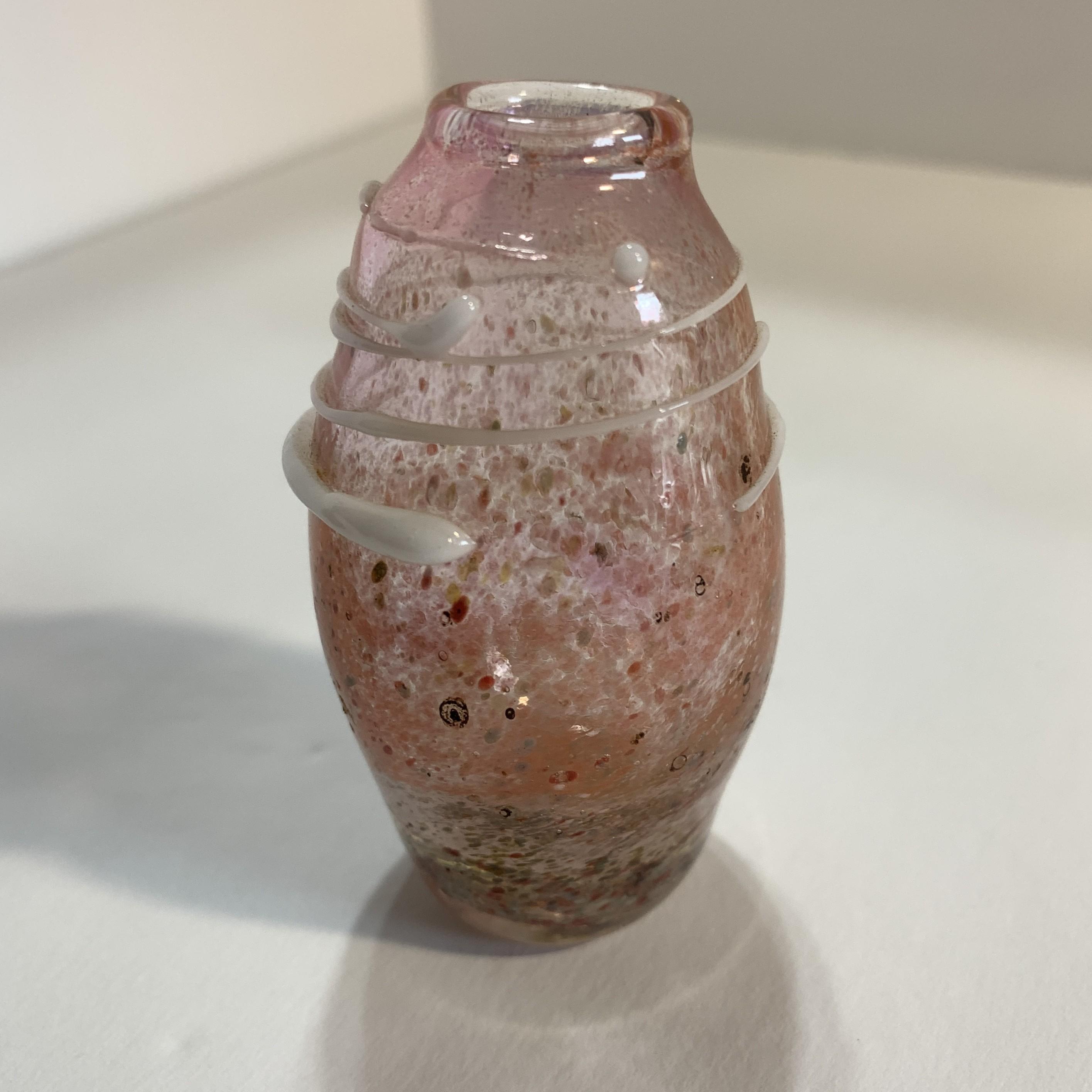 Art Glass Vase w/Threading Small