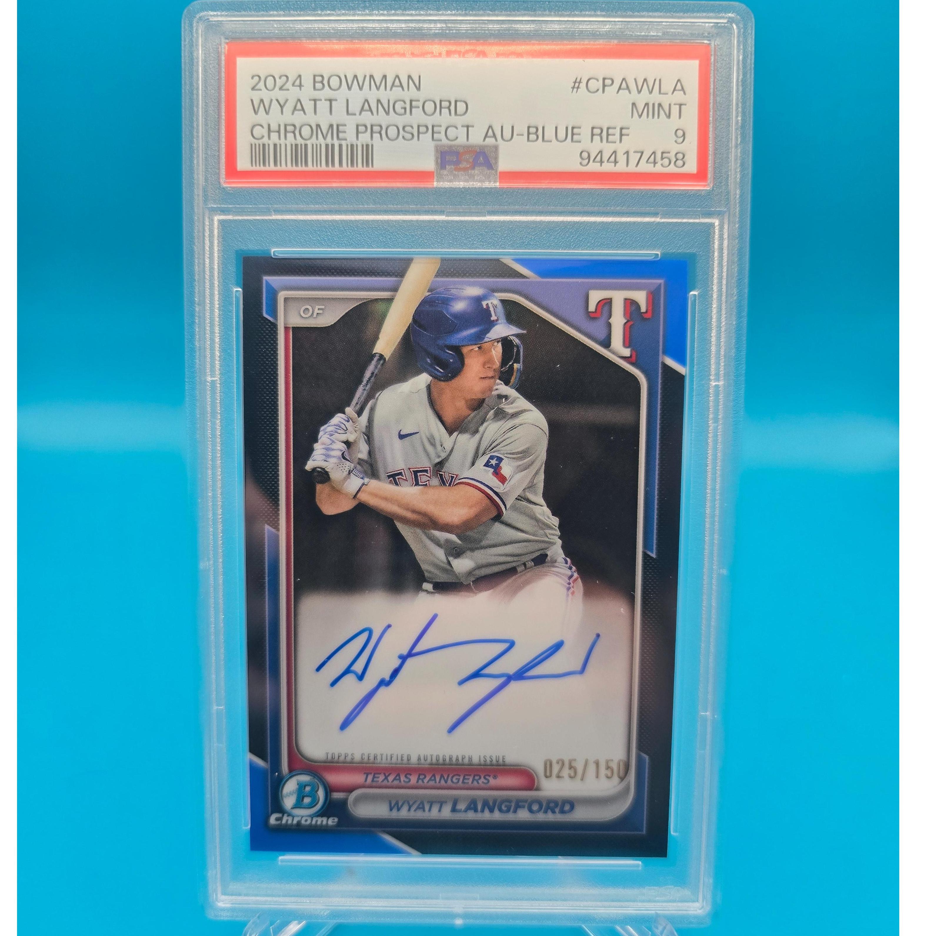 Wyatt Langford 2024 Bowman Chrome Prospect Auto Blue Refractor 25 