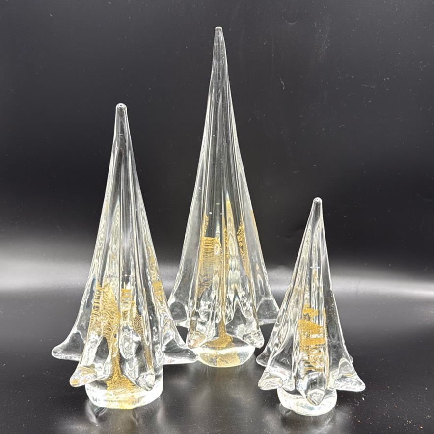 Set Of 3 Glass Trees With Adventurine