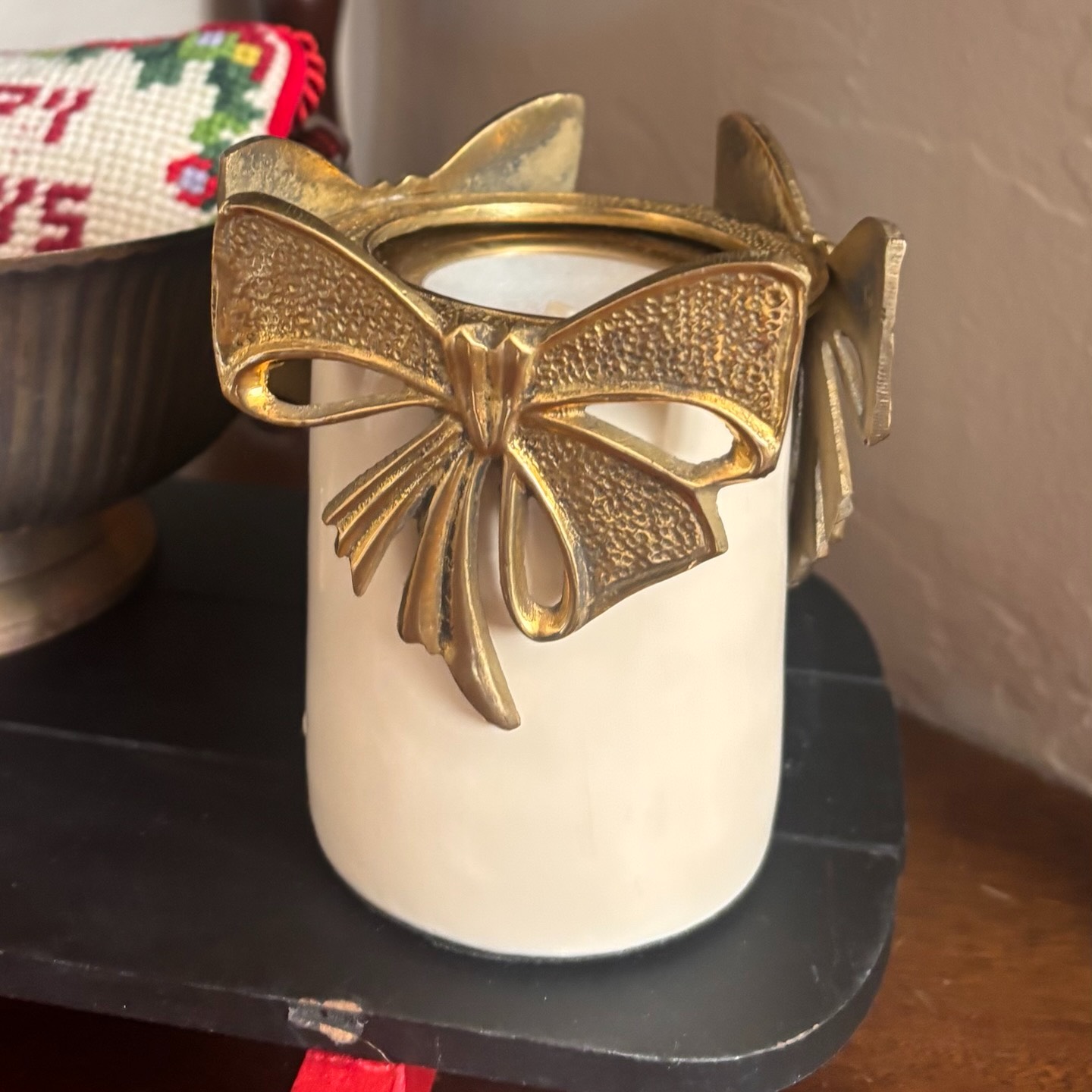 Vintage Solid Brass Bow Candle Holder — free download