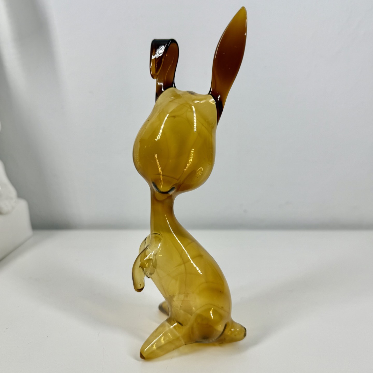 CZECH Hand-Blown RABBIT FIGURINE Bohemian 6.5in HOLLOW Easter Bunny 70s ...