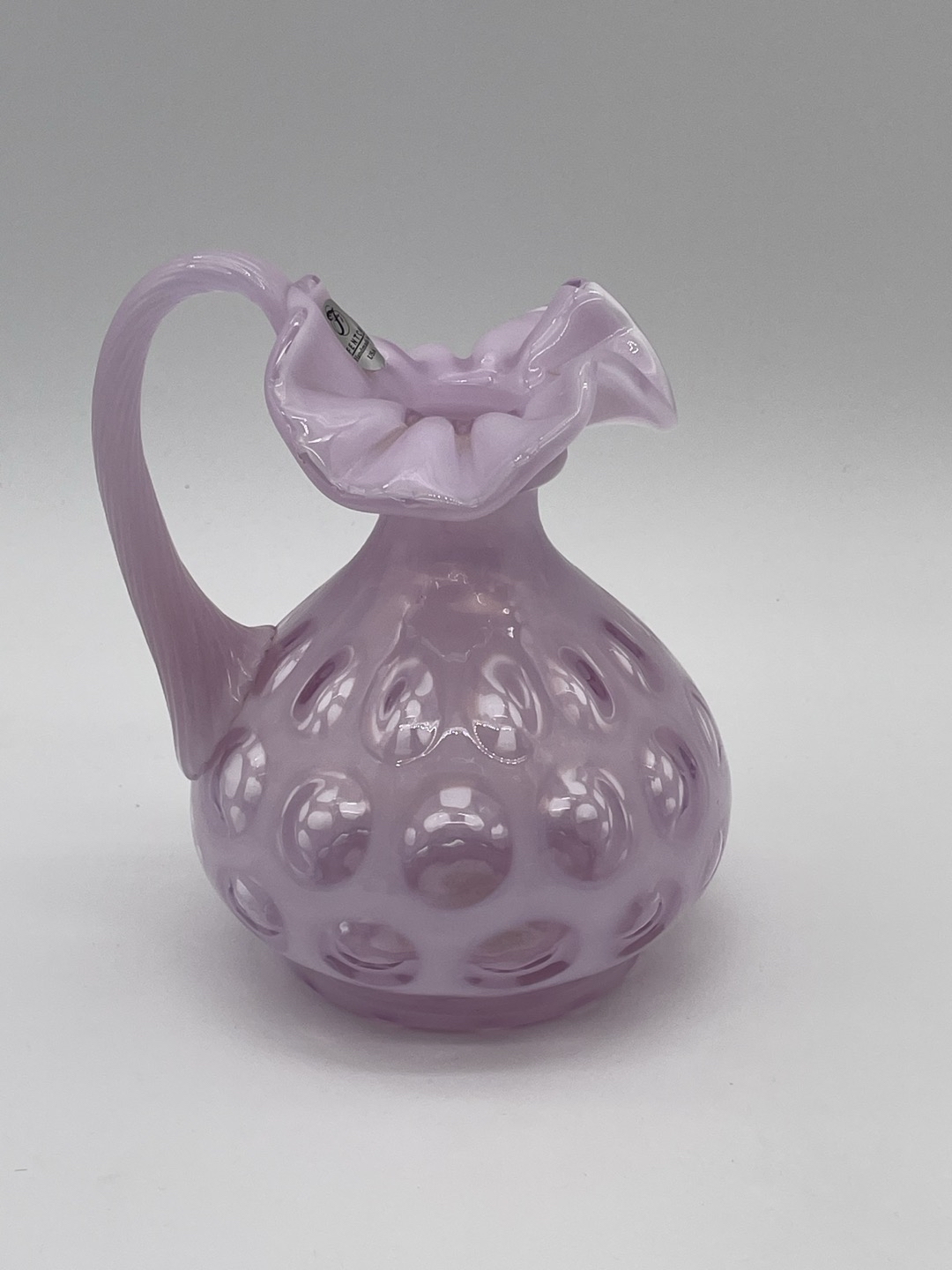Fenton Art Glass HTF Light Pink Opalescent Coin Dot Pitcher - Retired