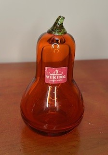 Viking Orange Glass Pear – Stem Broken – Vintage Collectible - GLOWS