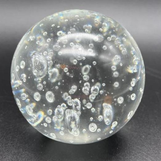 Clear Glass Bubble Paperweight 3" dia