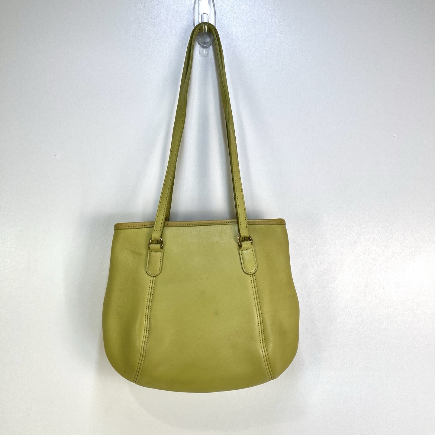 バッグ Vintage Coach Chunky Case Pouch Yellow Vintage Coach Yellow Leather Chunky Cosmetic Case / Coach